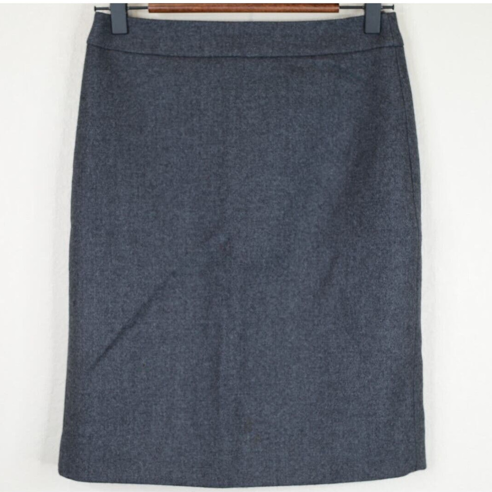 J Crew Womens Straight Skirt Wool Size P0 Gray Back Preppy Classic Capsule‎ Work